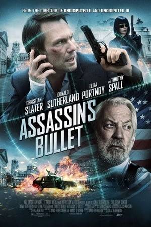 In Assassin's Bullet, Slater plays Robert Diggs, a black ops agent who comes to work for Ambassador Ashdown (Hunger Games star Donald Sutherland), tracking down a vigilante assassin in Eastern Europe. The maverick hit(wo)man has been taking out high-profile targets on the U.S. hit list, and Diggs must uncover the killer's identity before there's an international incident. The usual game of cat and mouse ensues.