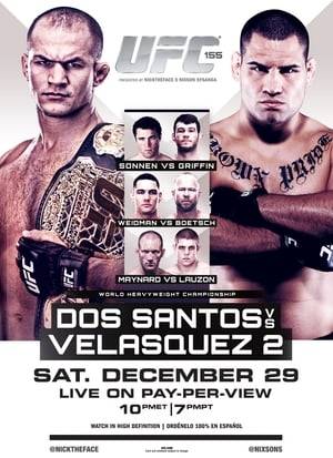 UFC 155: Dos Santos vs. Velasquez II was a mixed martial arts pay-per-view event held by the Ultimate Fighting Championship on December 29, 2012 at the MGM Grand Garden Arena, Las Vegas, Nevada, United States.