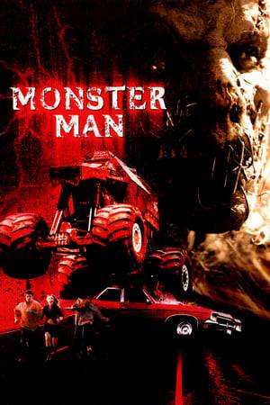 Two guys and a female hitchhiker are terrorized by a monstrous looking man driving a giant monster truck.