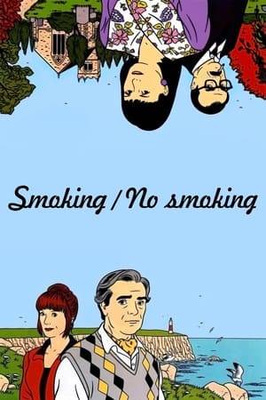 "Smoking" and "No Smoking" are two segments of the film which are based on closely connected plays. The original plays covered eight separate stories, which have been pared down to three each for these movies. At a certain point in the story of each segment, the five female characters (all played by Sabine Azema) and the four male characters (all played by Pierre Arditi) have their lives skillfully recapped in terms of "what might have happened" if they had made or failed to make certain choices. For example, "No Smoking" focuses chiefly on the relationship between the mild-mannered Miles Coombes and his infinitely more aggressive and ambitious wife, Rowena.