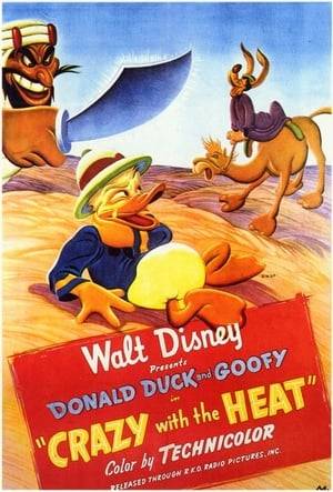 Donald and Goofy are driving across the desert, apparently the Sahara. The car breaks down (out of gas), and they start walking. Before long, they are out of water, and are seeing mirages of soda fountains and icebergs. Fortunately, they find a camel.