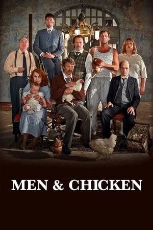 Men & Chicken is a black comedy about two outcast brothers who, by getting to know their unknown family, discover a horrible truth about themselves and their relatives.
