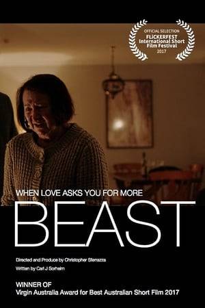 As the anniversary for an accident creeps up on community outcasts Sophie and Liam, so does an impossible choice. Beast is about how far you'll go for love inside small town pack mentality, where the beast attacks and devours as one. If you're not beast - you're prey.