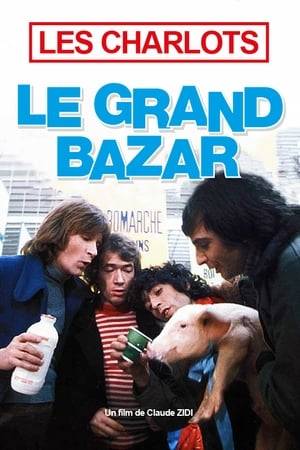 Four guys working for a small grocer in trouble, declare war on a new giant neighborhood supermarket by attempting several coups. A film about the big store taking over the business of smaller stores.