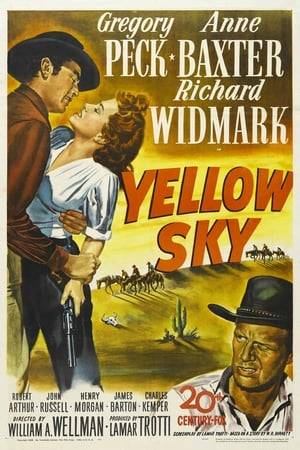 In 1867, a gang led by James "Stretch" Dawson robs a bank and flees into the desert. Out of water, the outlaws come upon a ghost town called Yellow Sky and its only residents, a hostile young woman named Mike and her grandpa. The story is a Western adaptation of William Shakespeare's "The Tempest".