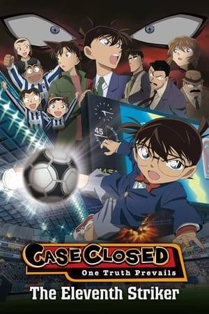 Kogoro's detective agency receives a mysterious phone call. Someone on the other end warns about a bomb and leaves behind a code, "The Boy in Blue and The Blue Zebra, the rain from above ..." If Conan can decipher the riddle, he can stop the bomb. An adventure begins for Conan and the Detective Boys, taking place at a soccer match between Hideo Akagi of the Tokyo Spirits and Ryusuke Higo of Big Osaka.