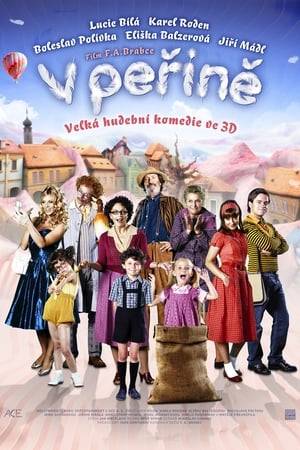 The great musical comedy by F. A. Brabec V perine is the first Czech film made entirely in 3D. This stimulating comedy, in true and thorough 3D, presents a whole new computer-made world concealed in a quilt, where a large part of the film is taking place.  The film V perine is a musical comedy made in the high-spirited style of Mamma Mia. In a relaxed world, where everybody used to dance rock'n'roll and the streets were full of pink Cadillacs, good and bad dreams hidden in our quilts take form. The musical adventure culminates in the magical world of dreams.