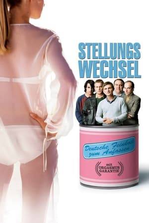 The subject of male prostitution gets a distinctly zany and offbeat twist in Stellungswechsel (AKA Special Escort), Maggie Peren's tale of five male underdogs who promulgate themselves as female escorts in the city of Munich. Of that group, we meet policeman Gy, in hot water with his insurance company and enduring the vicissitudes of an on-again, off-again romance with comely Daphne; twentysomething Lasse, who lives with his mom and is pathetically henpecked by her; Giselher, a chronically unemployed former manager; Frank, a philologist who spends his days as a house husband; and Olli, a deli proprietor whose business is rapidly going under. These five conjure up the wild idea of charging for liaisons with emotionally needy women, but the scheme doesn't exactly go as planned - as none can even begin to anticipate the eccentricities or oddities of the female clients who turn up in response to their offer.