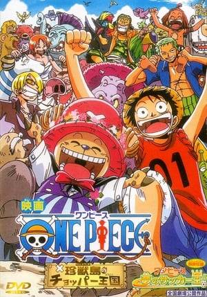 At a huge pillar stadium, the Grand Line Cup Final is being held. The "Straw Hat Pirate Team"(Luffy, Zoro, Usopp, Sanji, and Chopper) are having a tie breaker shoot out against the "Villian All Star Team"(Buggy, Bon Clay, Jango, Hatchan, and a soccer like head player named Odacchi). Everyone of them gets a turn in kicking the ball to the goal. While Coby is taking the goalie position, and isn't doing too good in blocking the goal. One after another, the game eventually comes to a sudden death match. Which team will win the Grand Line Cup?