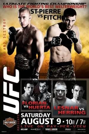 UFC 87: Seek and Destroy was a mixed martial arts event held by the Ultimate Fighting Championship on August 9, 2008, at the Target Center in Minneapolis, Minnesota. The card was headlined by a welterweight championship bout between champion Georges St. Pierre and challenger Jon Fitch.