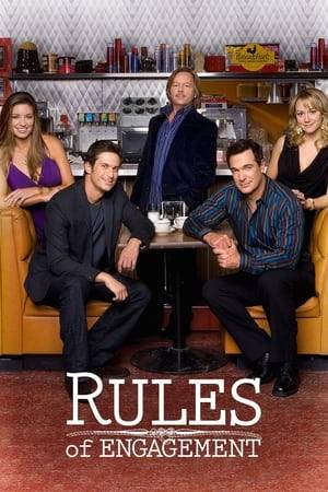 Rules of Engagement is a comedy about the different phases of male/female relationships, as seen through the eyes of a newly engaged couple, Adam and Jennifer, a long-time married pair, Jeff and Audrey, and a single guy on the prowl, Russell. As they find out, the often confusing stages of a relationship can seem like being on a roller coaster. People can describe the ride to you, but to really know what it's like you have to experience it for yourself.