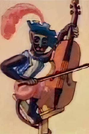 A pre-cinematograph colour animation of the monkey playing his violin.