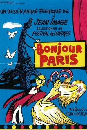 Two pigeons living on the towers of Notre-Dame Cathedral are Parisian lovers. The Cathedral’s chimeras and gargoyles try to break them up, but they fly off to see the city and visit their old friend, M. La Tour, an anthropomorphized Eiffel Tower.