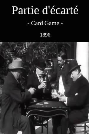 Three men are sitting around a table, two of them playing a game of Écarté. When the game is over, a domestic serves drinks.