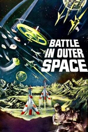 In 1965, the space station JSS-3 is destroyed by a fleet of UFOs, which then begin a global siege on Earth, using rays to manipulate gravity and control the minds of men. In response, a global council meeting is held to determine the source of the attacks and prepare a rocket ship armada for a counter-attack, a true battle in outer space. . .  The film is a sequel of sorts to Toho's THE MYSTERIANS in the reprise of the Etsuko Shiraishi character of that film as its heroine.  It was edited to 74 minutes for its American release.