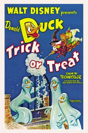 When the nephews come to Donald's house in their Halloween costumes he dumps water on them and laughs at his trick. A witch sees this and decides to help the kids. By magic she gives Donald a bad time and the kids finally get their treats.