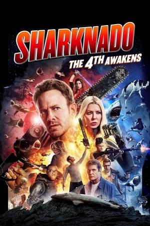 The new installment of the Sharknado franchise takes place 5 years after Sharknado 3: Oh Hell No! There have been no Sharknados in the intervening years, but now they’re appearing again in unexpected ways.