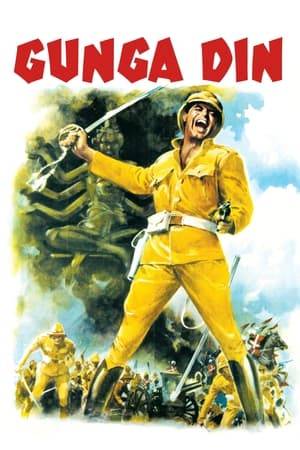 British army sergeants Ballantine, Cutter and MacChesney serve in India during the 1880s, along with their native water-bearer, Gunga Din. While completing a dangerous telegraph-repair mission, they unearth evidence of the suppressed Thuggee cult. When Gunga Din tells the sergeants about a secret temple made of gold, the fortune-hunting Cutter is captured by the Thuggees, and it's up to his friends to rescue him.
