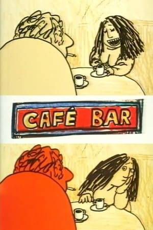 A man and a woman converse at a cafe's bar in this animated short.