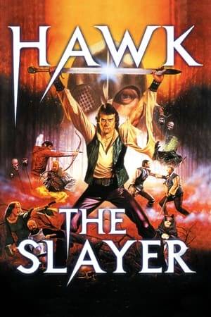 Hawk the Slayer, after seeing both his father and bride die at the hands of his malevolent brother, Voltan, sets out for revenge and the chance to live up to his title. Tooling himself up with the "mind-sword" and recruiting a motley band of warriors: a giant, a dwarf, a one-armed man with a machine-crossbow and an elf with the fastest bow in the land; Hawk leads the battle against Voltan to free the land from the forces of evil and avenge his loved ones.